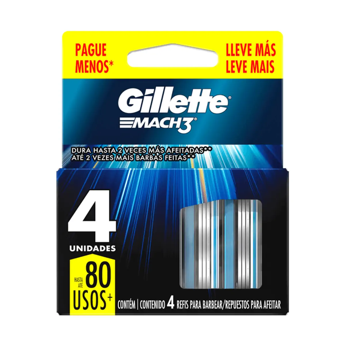 Refil Para Barbear Gillette Mach3 4 Unidades