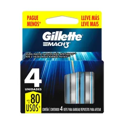Refil Para Barbear Gillette Mach3 4 Unidades