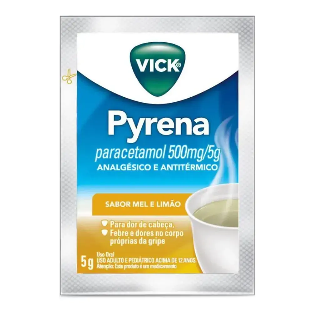Analgésico e Antitérmico Vick Pyrena Mel e Limão 500mg/5g 5 Envelopes