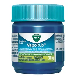 Descongestionante Vick VapoRub 28,2mg/g + 52,6mg/g + 13,3mg/g 30g