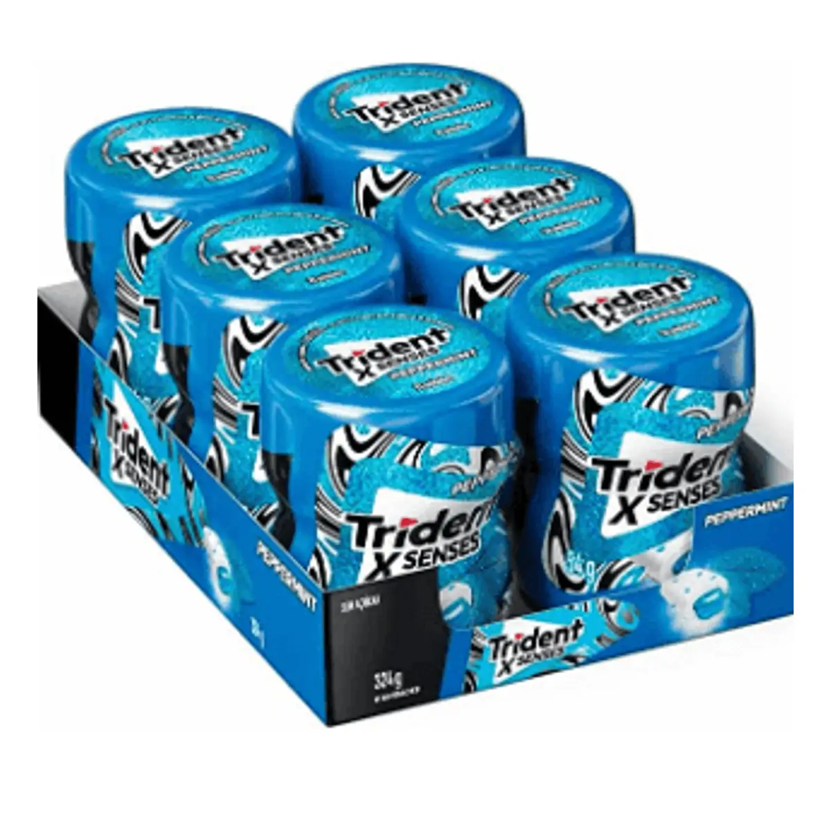 Chiclete sabor peppermint  caixa com 6 potes de 28 unidades - Trident