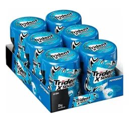 Chiclete sabor peppermint  caixa com 6 potes de 28 unidades - Trident