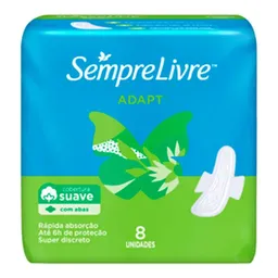 Absorvente Externo Sempre Livre Adapt Cobertura Suave com abas 8 Unidades - Absorvente Externo Sempr