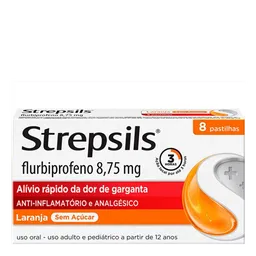 Anti-inflamatório e Analgésico Strepsils 8,75mg 8 Pastilhas Laranja
