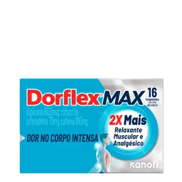 Analgésico, Relaxante Muscular e Antitérmico Dorflex Max 600mg + 70mg + 100mg 16 Comprimidos