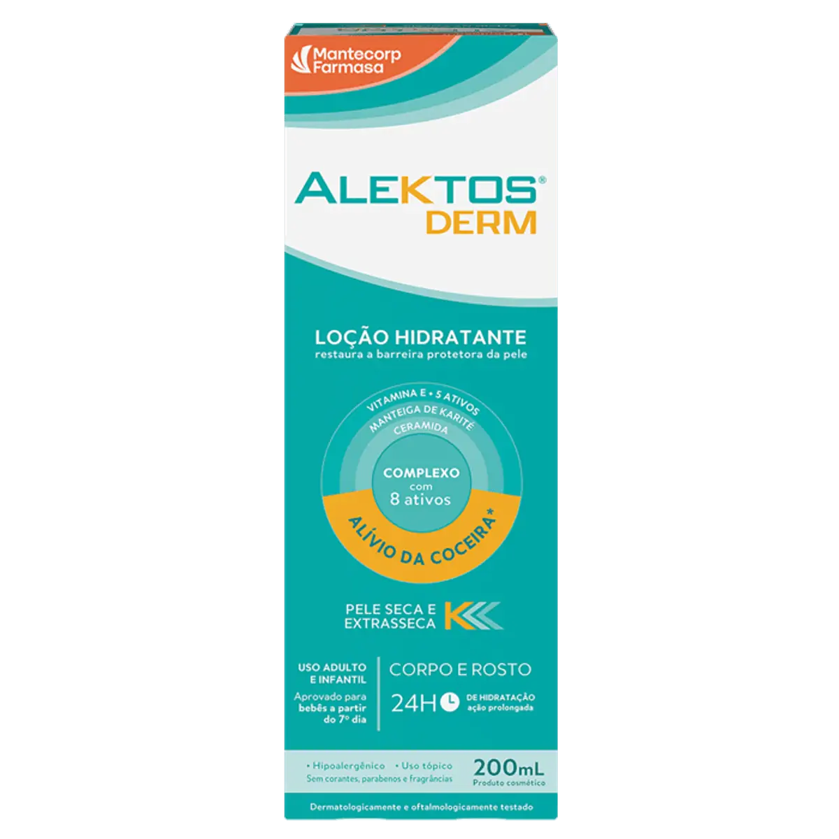 Loção Corporal e Facial Hidratante Alektos Derm Sem perfume 200ml