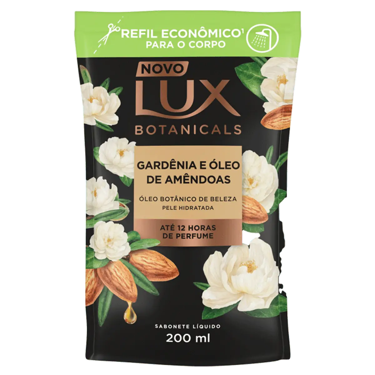 Sabonete Líquido Lux Botanicals Gardênia e Óleo de Amêndoas 200ml Refil