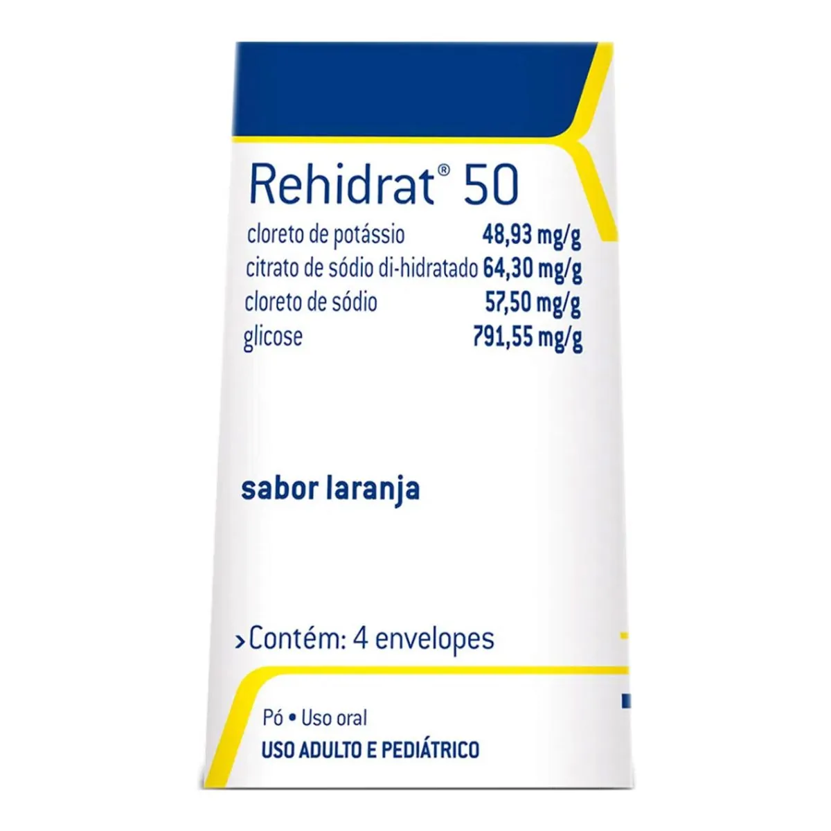 Reidratante Rehidrat 50 48,93mg/g + 64,30mg/g + 57,50mg/g + 791,55mg/g 4 Envelopes Laranja