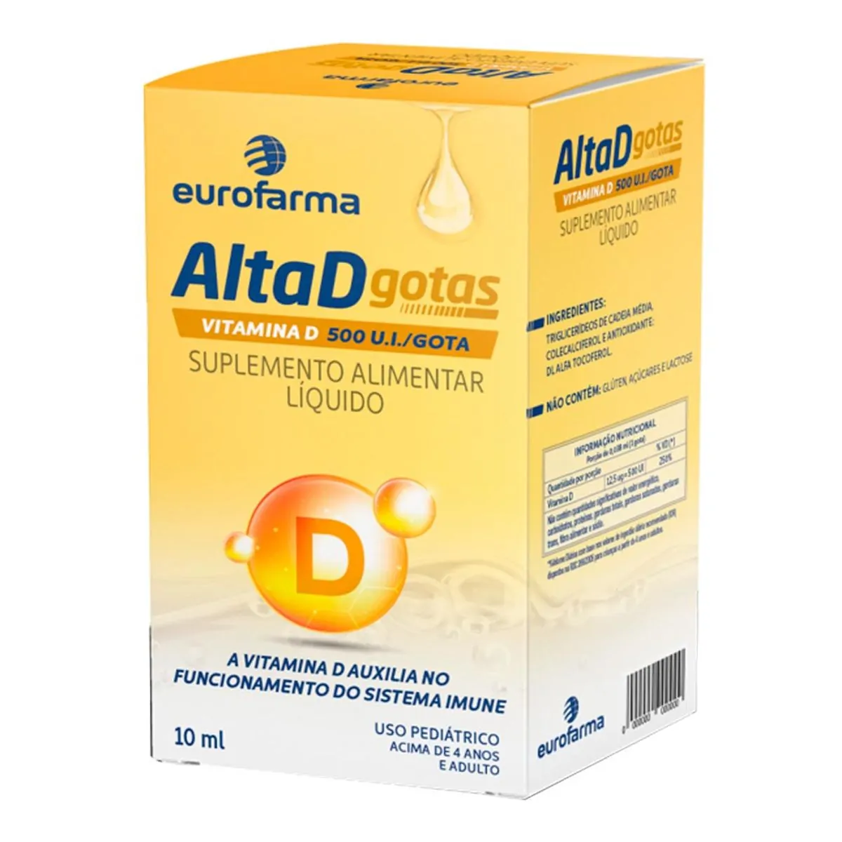 Suplemento Alimentar Eurofarma Alta D 500 UI Gotas 10ml