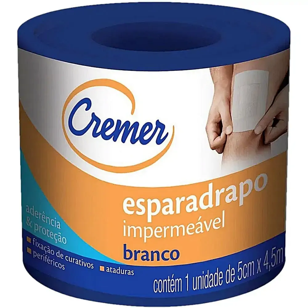 Esparadrapo Impermeável Cremer - Branco - 5cm x 4,5m - Esparadrapo Cremer Impermeável - Branco 5 Cm 