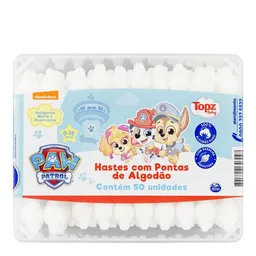 Hastes Com Ponta De Algodão Patrulha Canina Topz Baby 50 Unidades