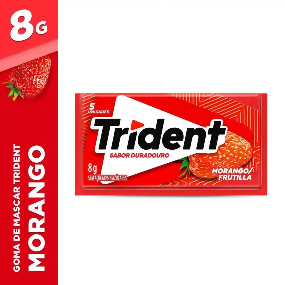 Chiclete 5S sabor Morango com 8g - Trident