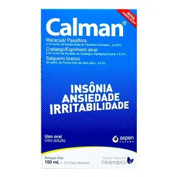 Calmante e Fitoterápico Calman 0,10ml/ml + 0,07ml/ml + 50mg/ml 100ml Líquido