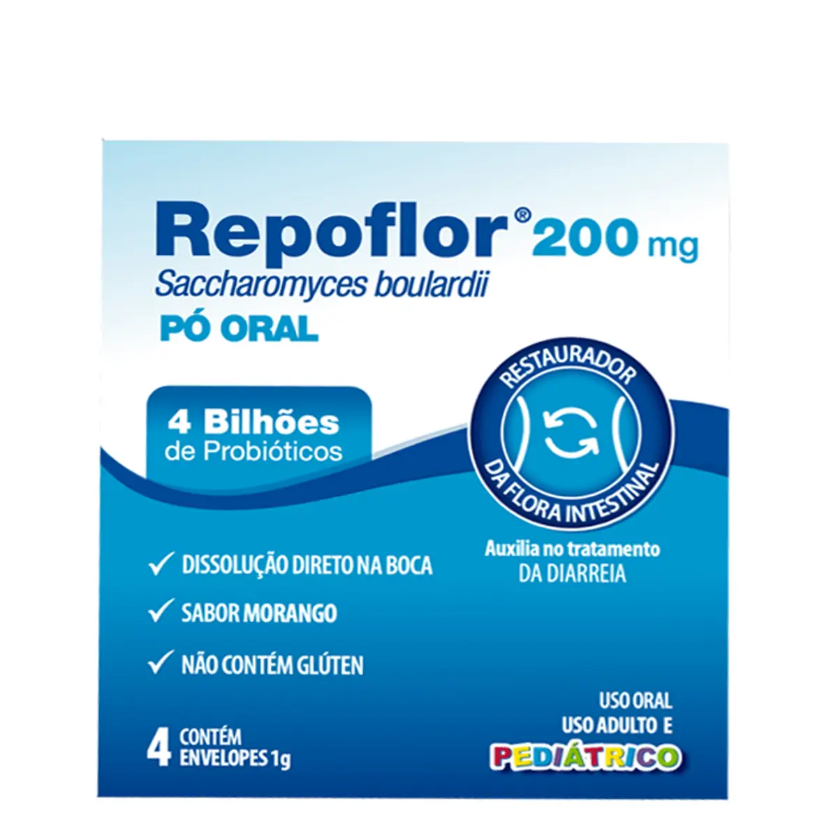 Antidiarreico Repoflor 200mg 4 Envelopes