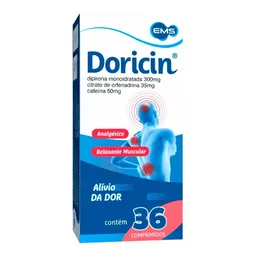Relaxante Muscular e Analgésico Doricin 35mg + 300mg + 50mg 36 Comprimidos