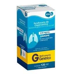 Antitussígenos Fendizoato de Cloperastina 3,54mg/ml Genérico EMS 120ml