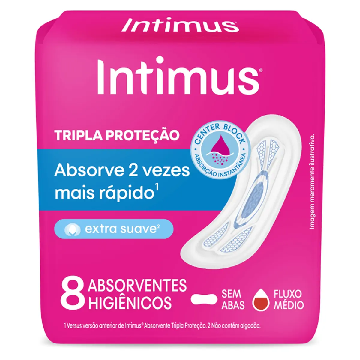 Absorvente Intimus® Tripla Proteção Suave S/Abas 8 Unidades