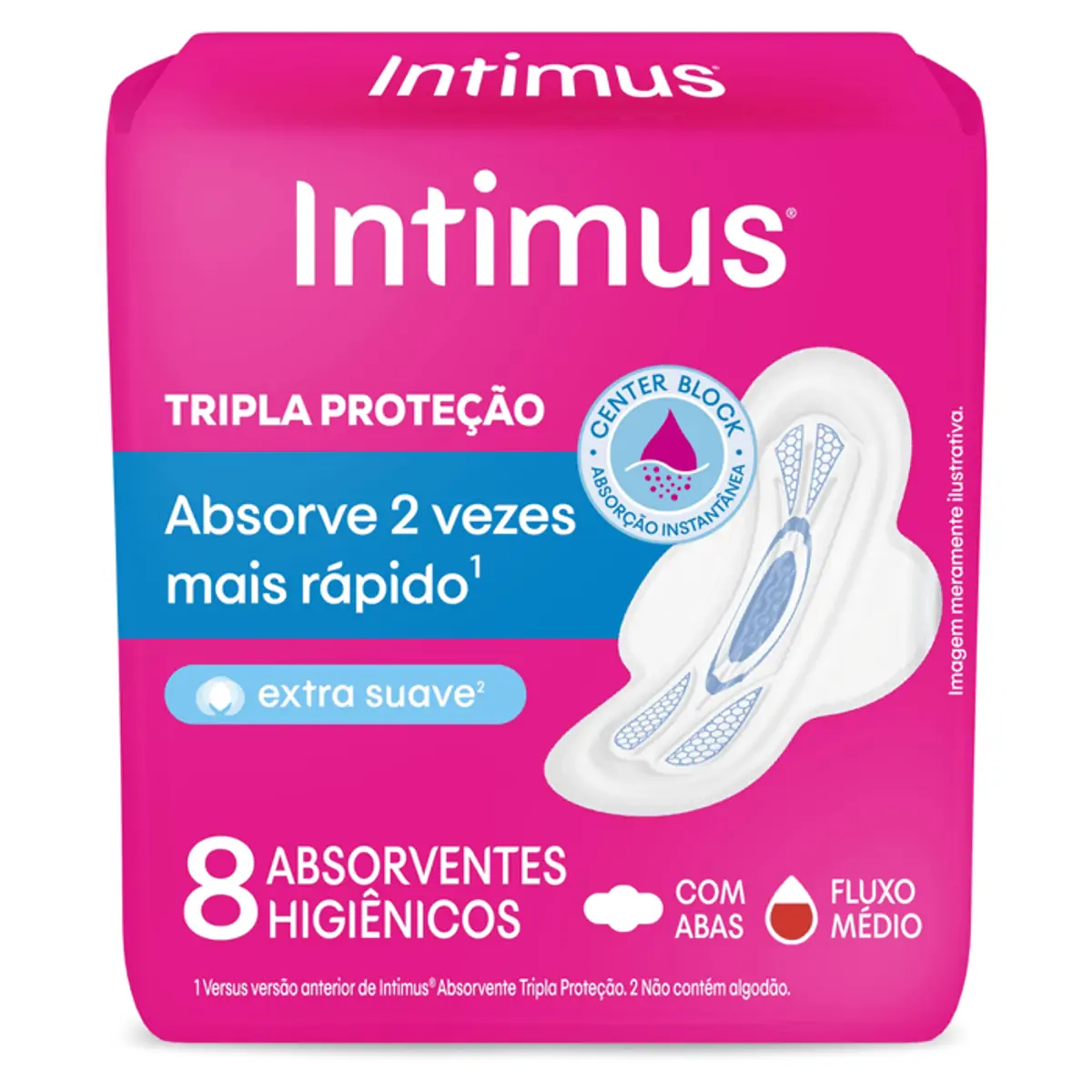 Absorvente Intimus® Tripla Proteção Suave C/Abas 8 unidades