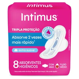 Absorvente Intimus® Tripla Proteção Suave C/Abas 8 unidades