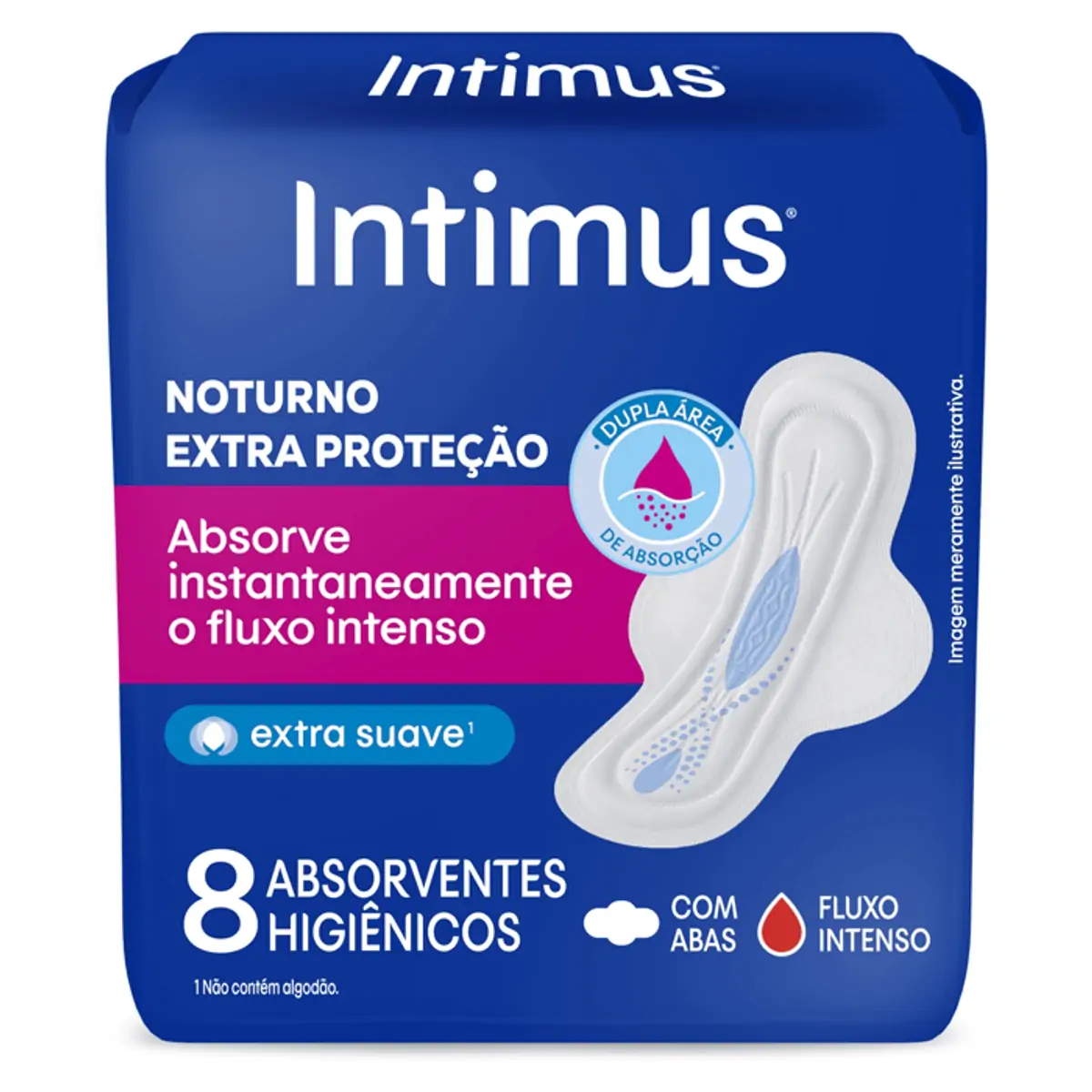 Absorvente Intimus® Noturno Suave C/ Abas 8 unidades