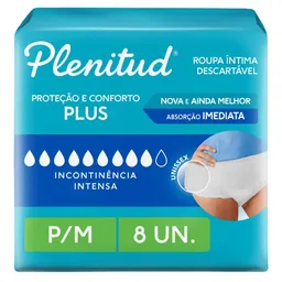 Roupa Íntima Plenitud Plus P/M 8 Unidades