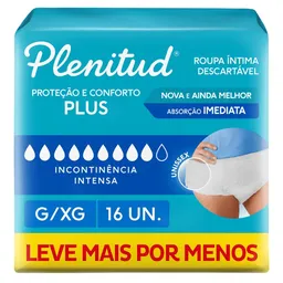 Roupa Íntima Plenitud Plus G/XG 16 Unidades