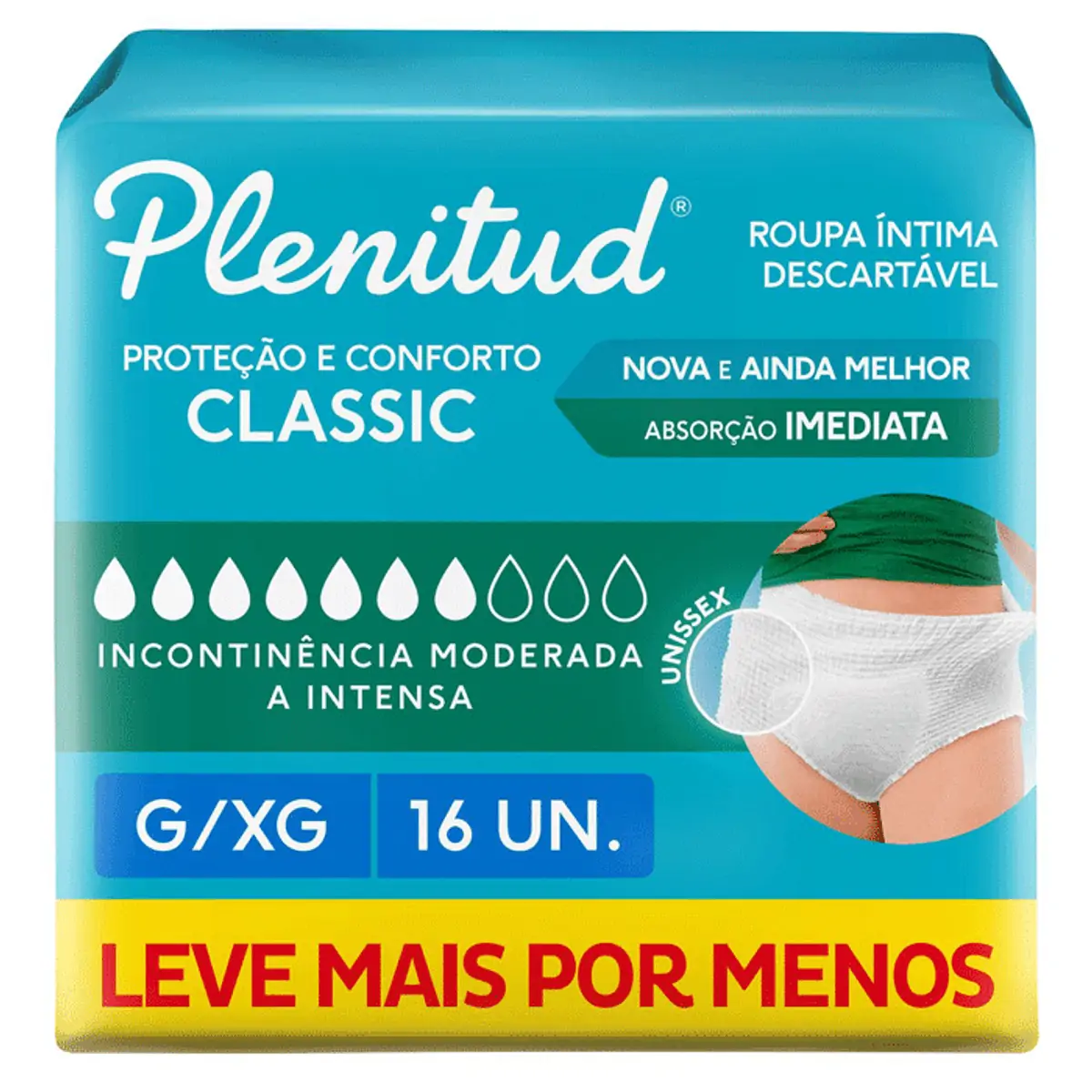 Roupa Íntima Plenitud Classic P/M 16 Unidades