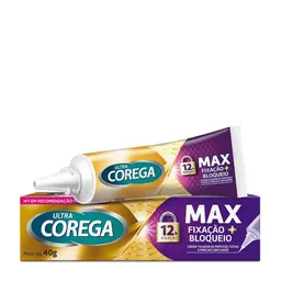 Fixador de Dentadura Ultra Corega Creme Max Fixação + Bloqueio 40g