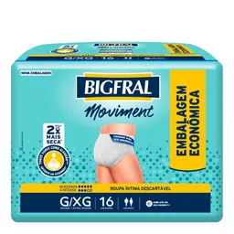Roupa Íntima Moviment BigFral Unissex - Tamanho G/XG - 16 unidades