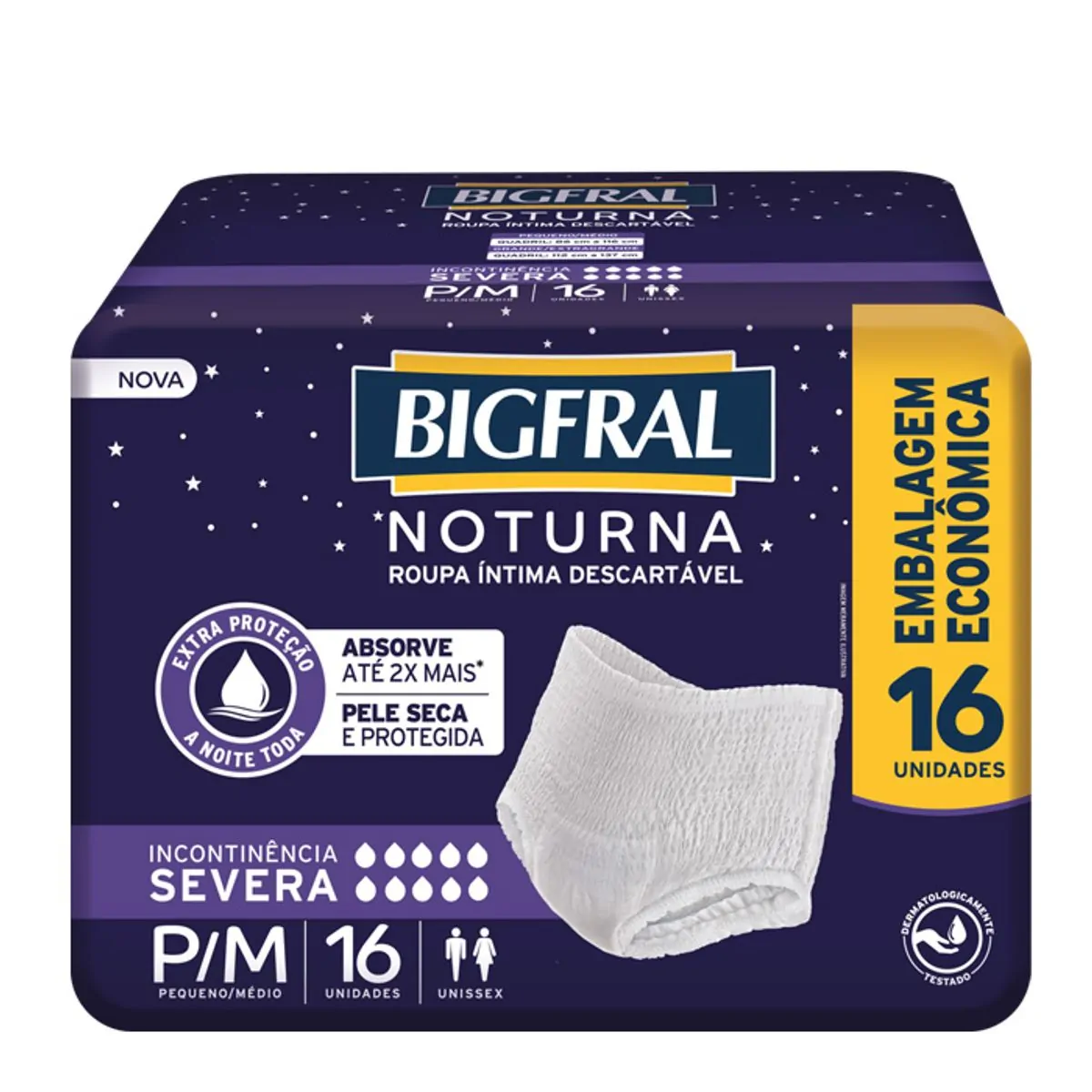 Roupa Íntima Bigfral Noturna P/M 16 Unidades