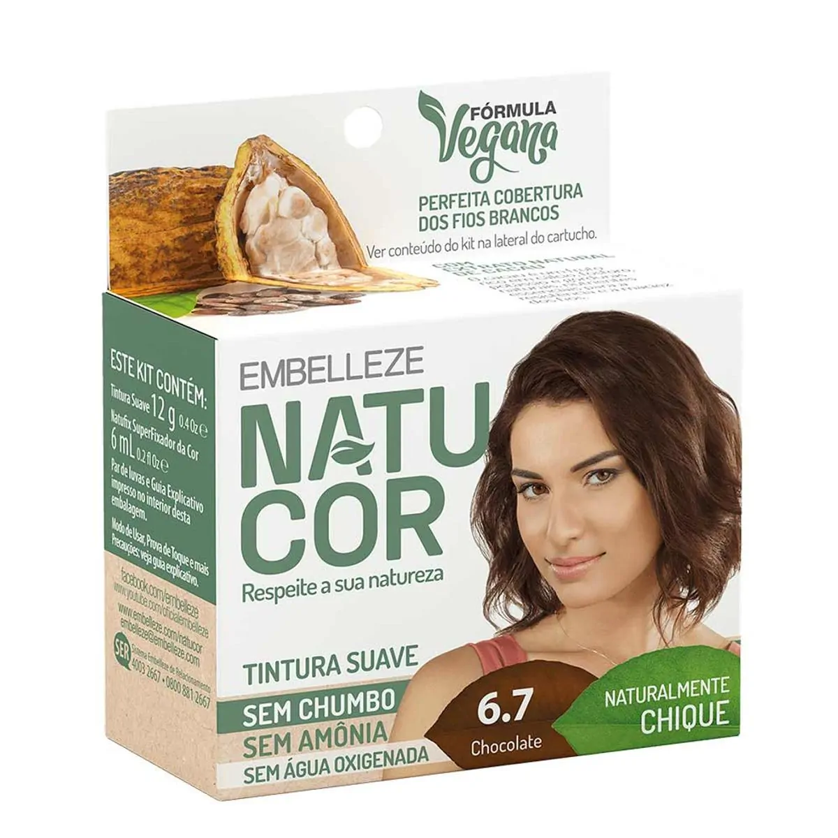 Coloração Natucor 6.7 Chocolate Naturalmente Chique Embelleze