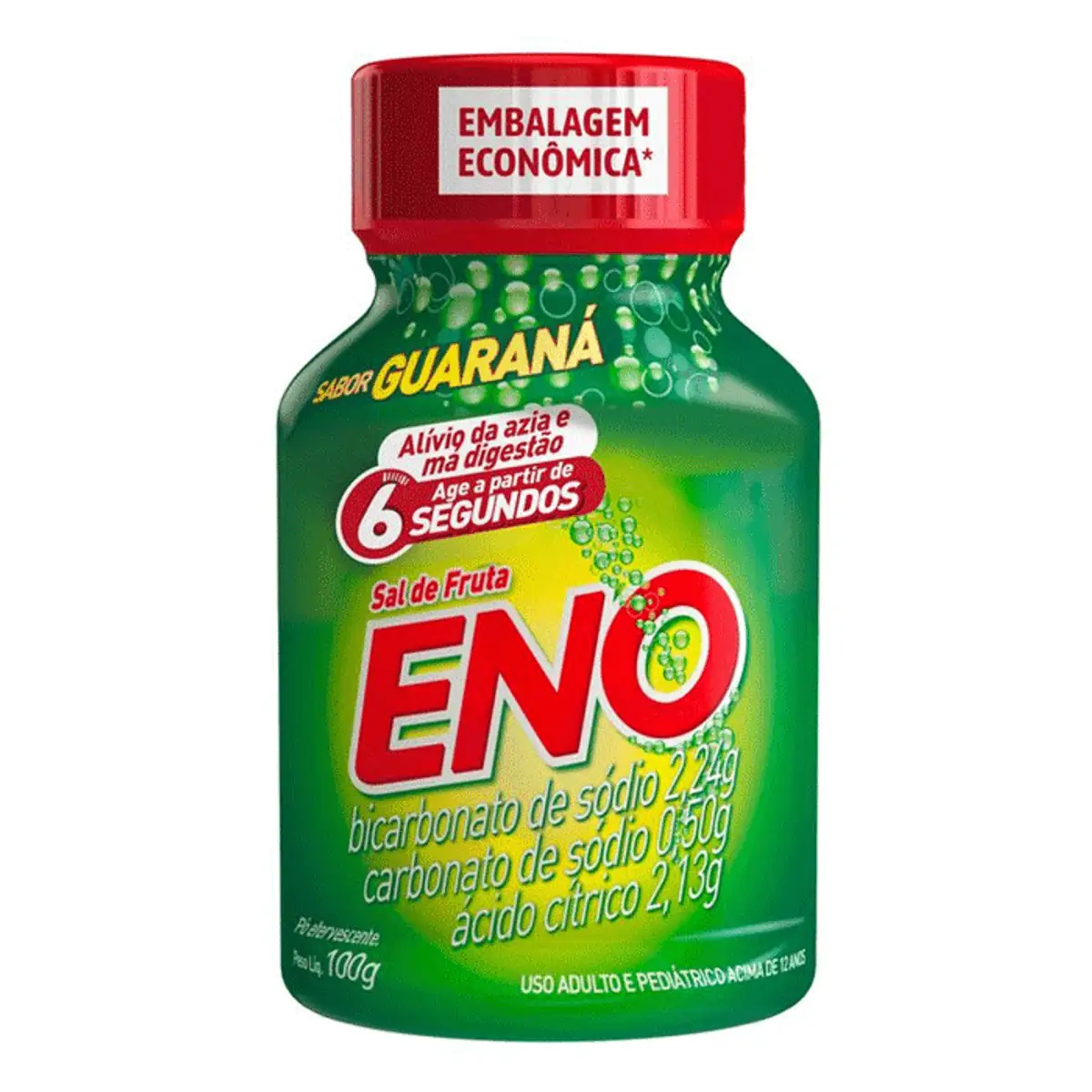 Antiácido Sal de Fruta Eno 2,24g + 0,5g + 2,13g 100g Guaraná