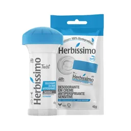 Sachê Refil Desodorante Creme Antitranspirante Sensitive Herbissimo 45G