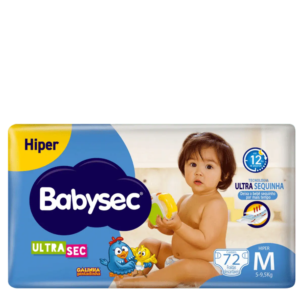 Fralda Babysec Ultrasec Galinha Pintadinha M 72 Unidades