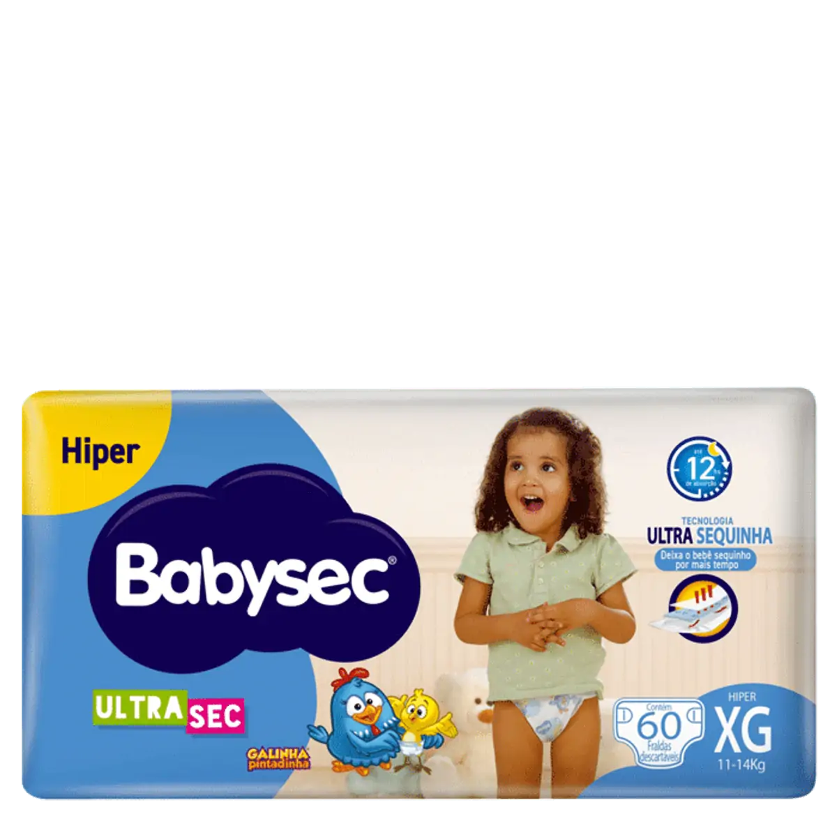 Fralda Babysec Ultrasec Galinha Pintadinha XG 60 Unidades