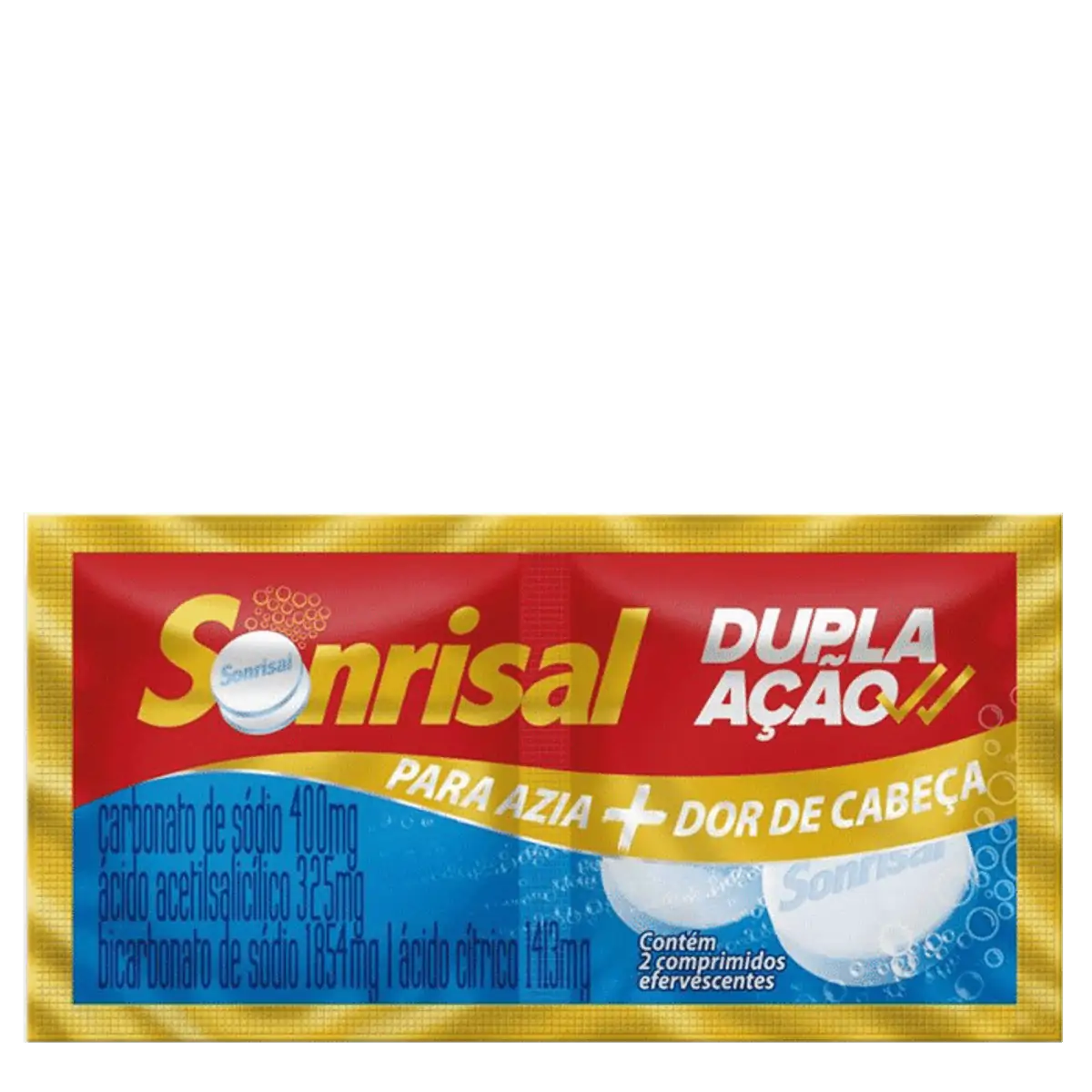 Antiácido e Analgésico Sonrisal 1644mg + 400mg + 325mg + 1507,8mg 2 Comprimidos Efervescentes