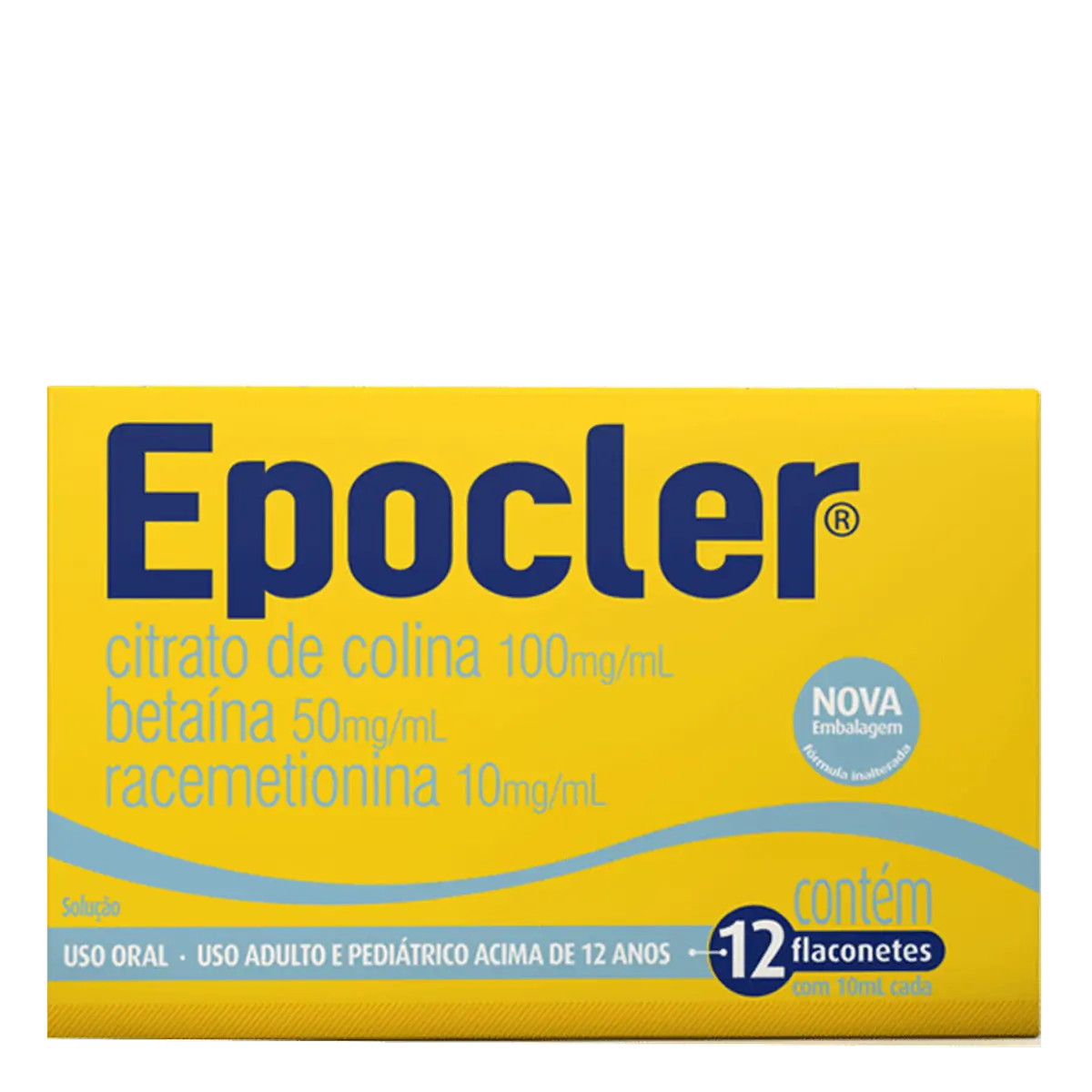 Hepatoprotetor e Lipotrópico Epocler 100mg/ml + 50mg/ml + 10mg/ml 12 Flaconetes Abacaxi