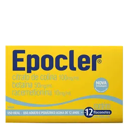 Hepatoprotetor e Lipotrópico Epocler 100mg/ml + 50mg/ml + 10mg/ml 12 Flaconetes Abacaxi