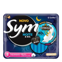Absorvente Sym Noite e Dia Cobertura Seave Com Aba 8 Unidades