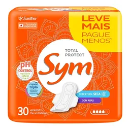 Absorvente Sym Total Protect Cobertura Seca Com Abas 30 Unidades