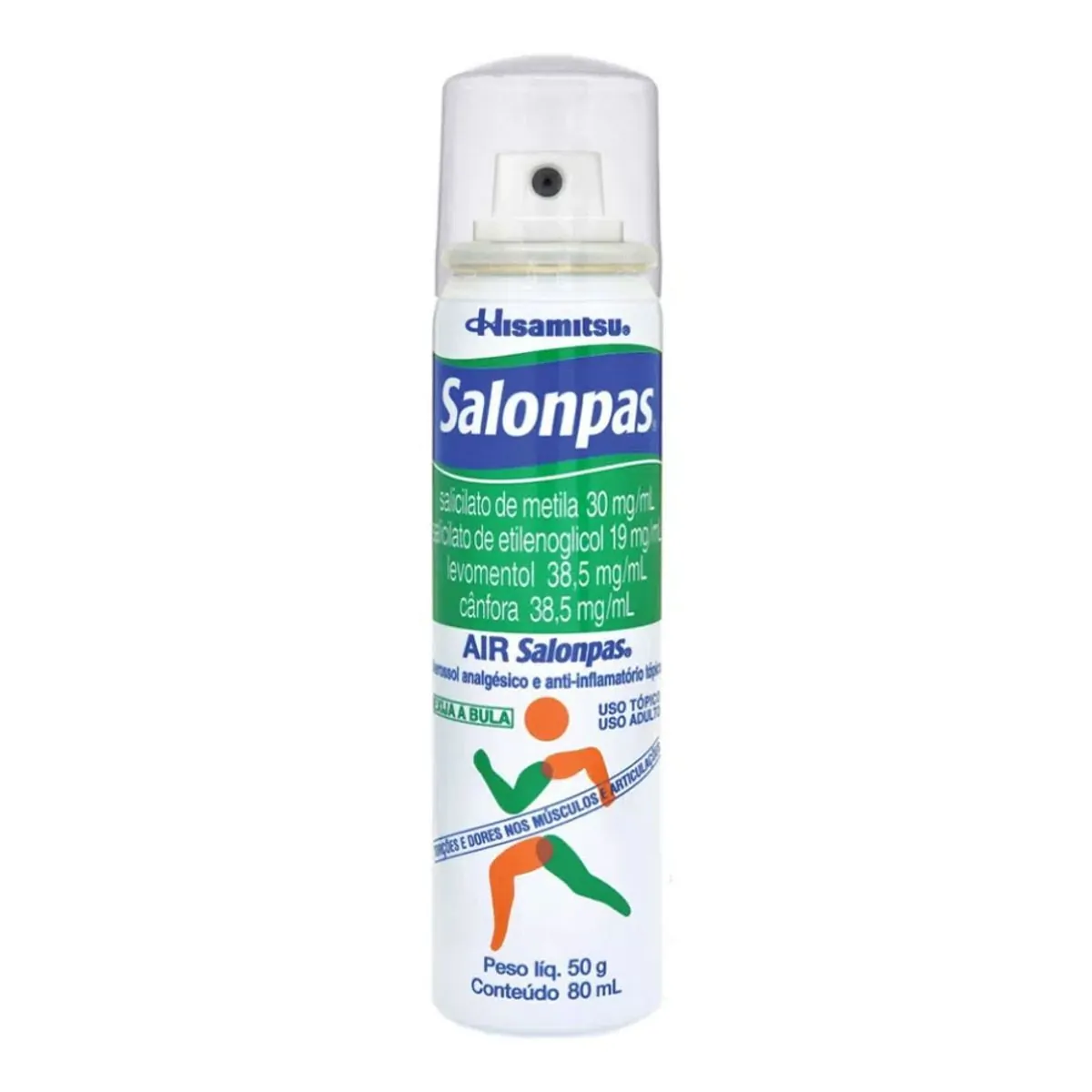 Analgésico e Anti-inflamatório Salonpas 30mg/ml + 38,5mg/ml + 38,5mg/ml + 19mg/ml 80ml