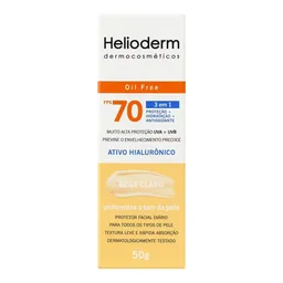 Protetor Solar Facial Helioderm FPS 70 Oil Free Bege Claro 50g