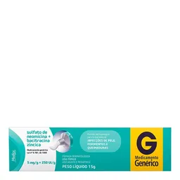Antibacteriano Sulfato de Neomicina 5mg + Bacitracina 250UI/g Genérico Medley 15g