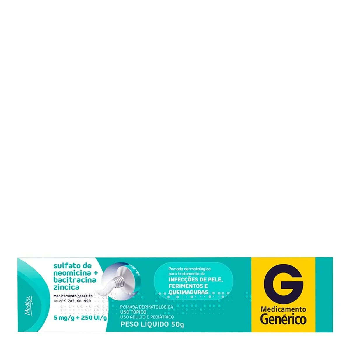 Antibacteriano Sulfato de Neomicina 5mg + Bacitracina 250UI/g Genérico Medley 50g
