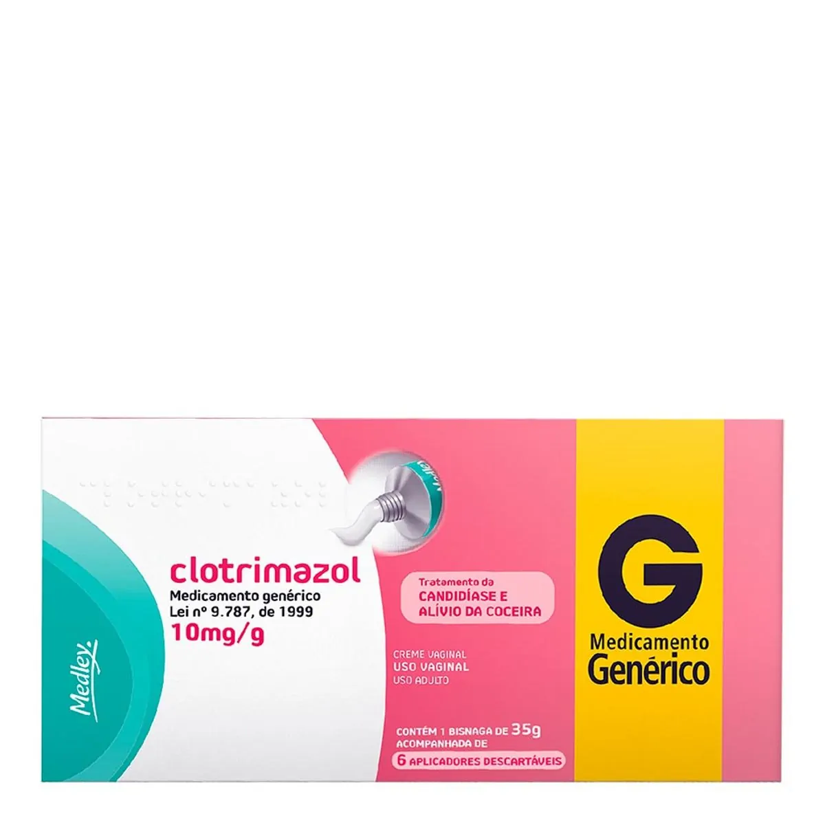 Clotrimazol 10mg Medley Creme Vaginal 35gr + 6 Aplicadores