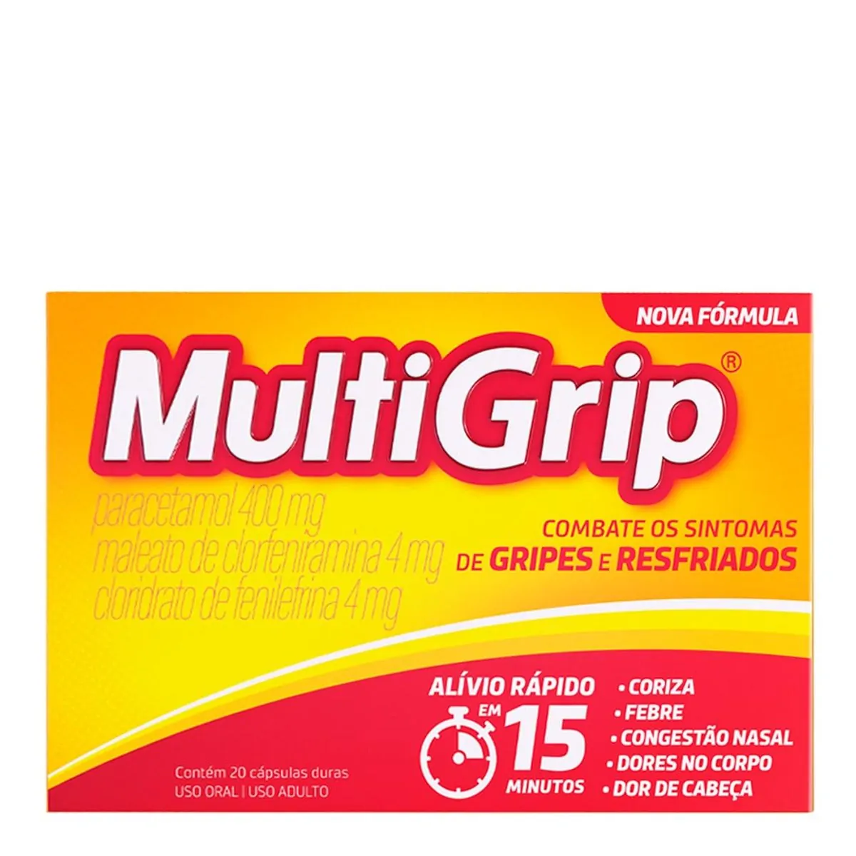Antigripal Multigrip 400mg + 4mg + 4mg 20 Cápsulas Gelatinosas Duras