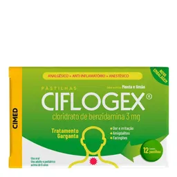 Analgésico, Anestésico e Anti-Inflamatório Ciflogex 3mg 12 Pastilhas Menta e Limão