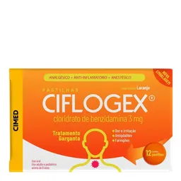 Analgésico, Anestésico e Anti-Inflamatório Ciflogex 3mg 12 Pastilhas Laranja