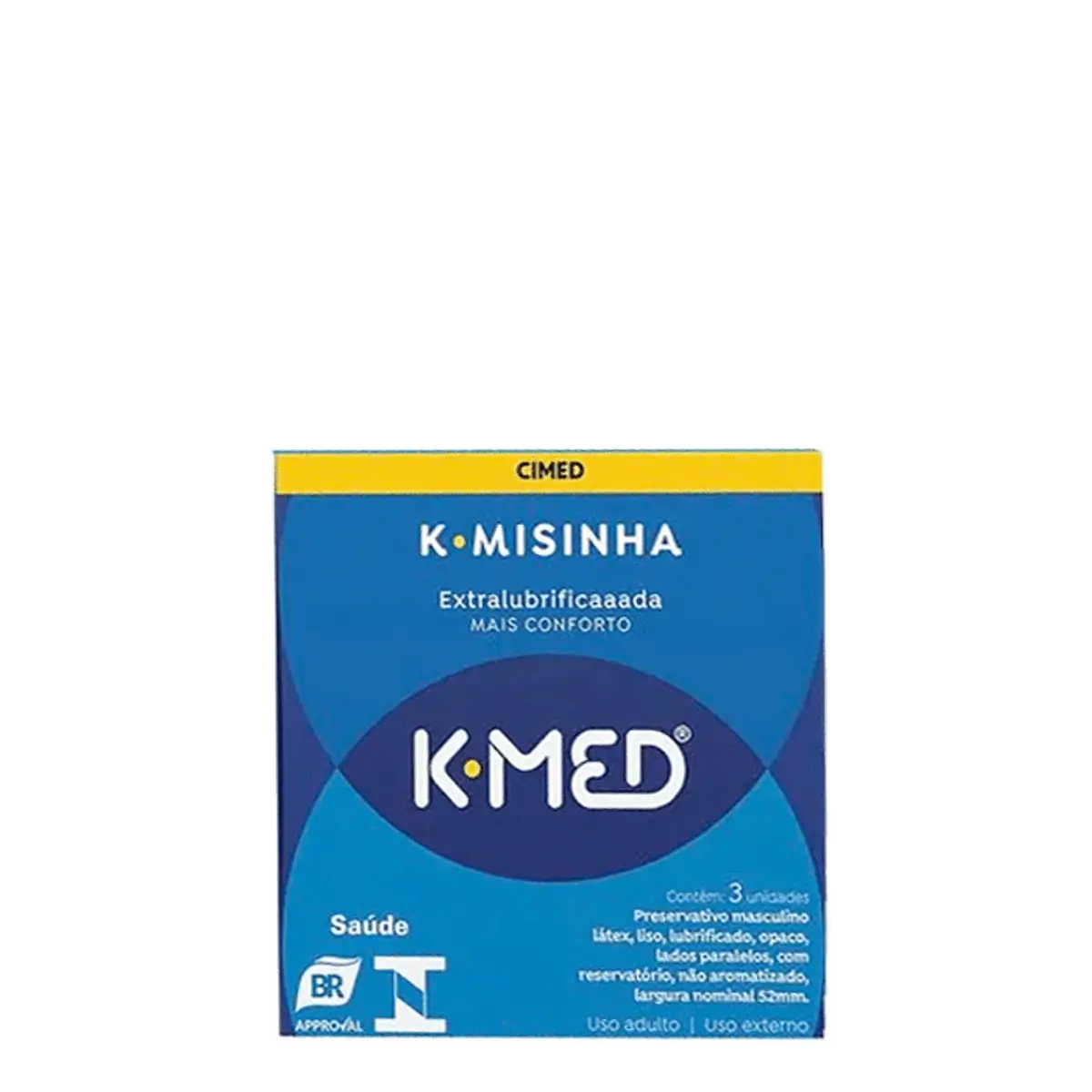 Preservativo Masculino K-Med K-Misinha Extra Lubrificado 3 Unidades
