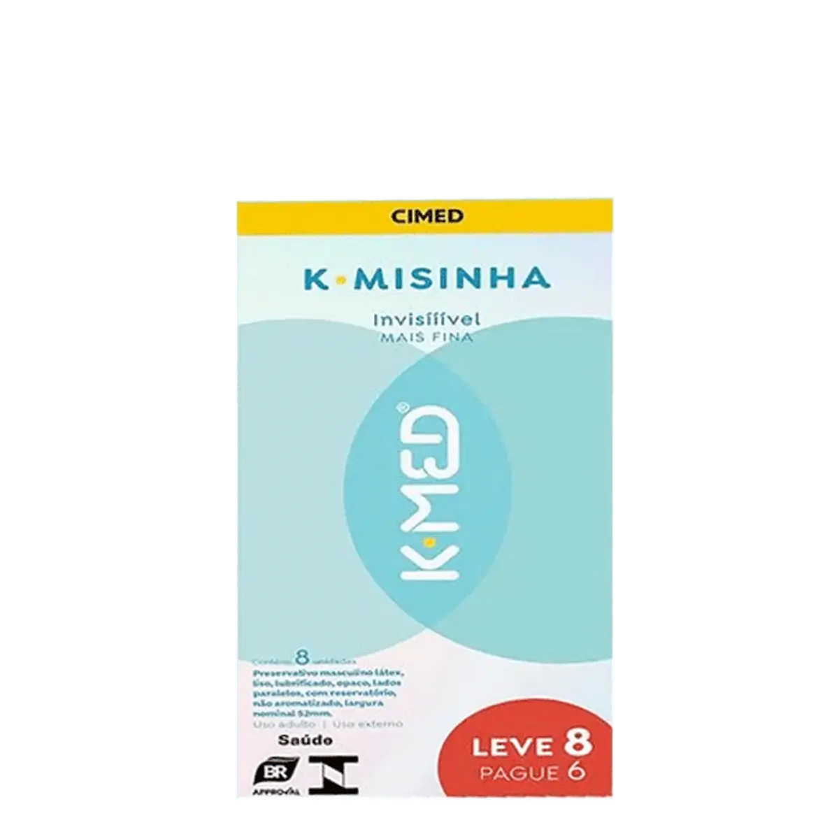 Preservativo Masculino K-Med K-Misinha Lubrificado Invisível Mais Fina 8 Unidades